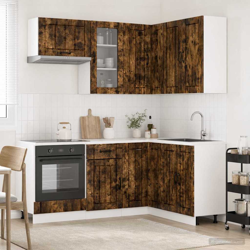 Keittiö Yksikkö LUCCA 8 pcs Savutammi Tekninen puu