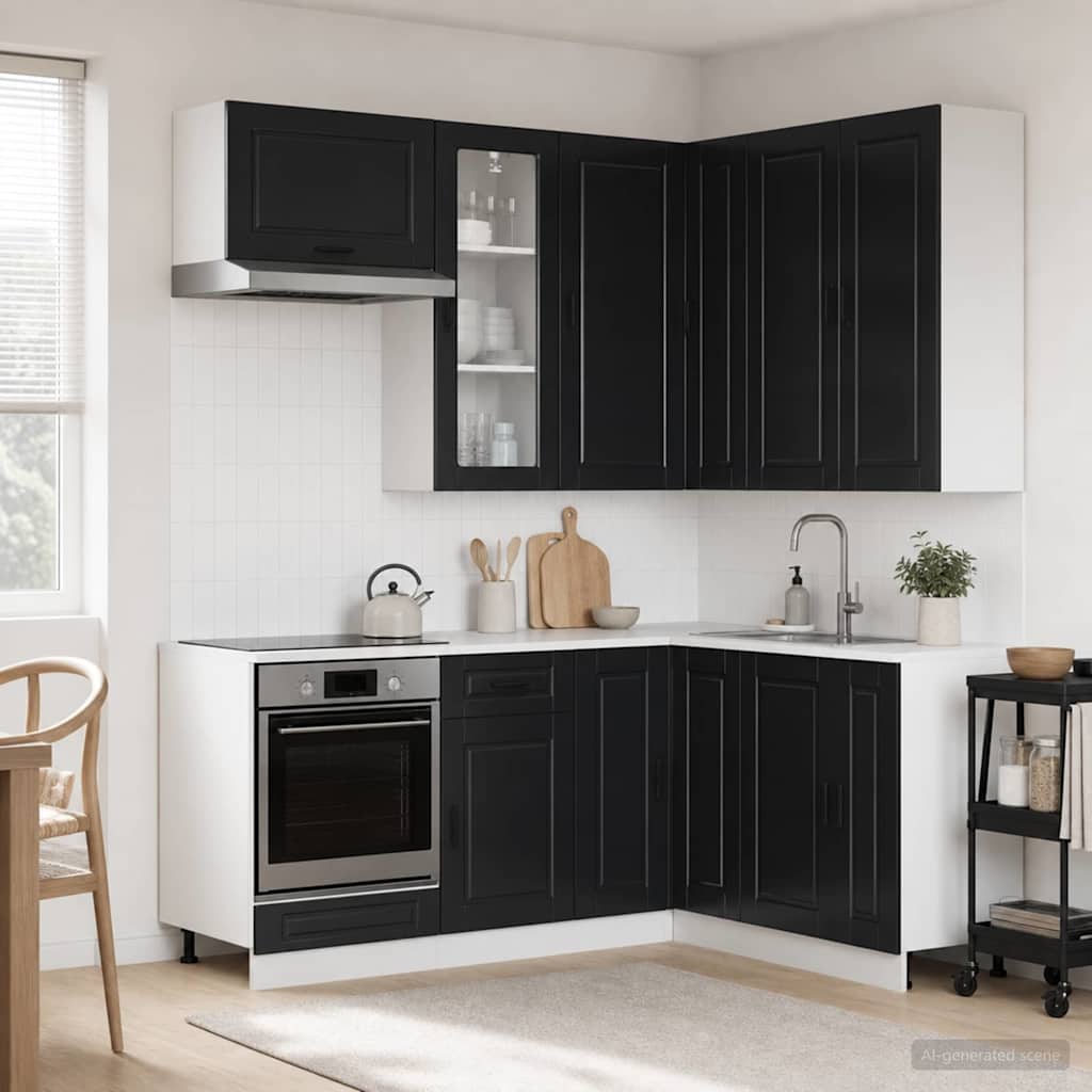 Keittiö Yksikkö PORTO 8 pcs Musta Tekninen puu