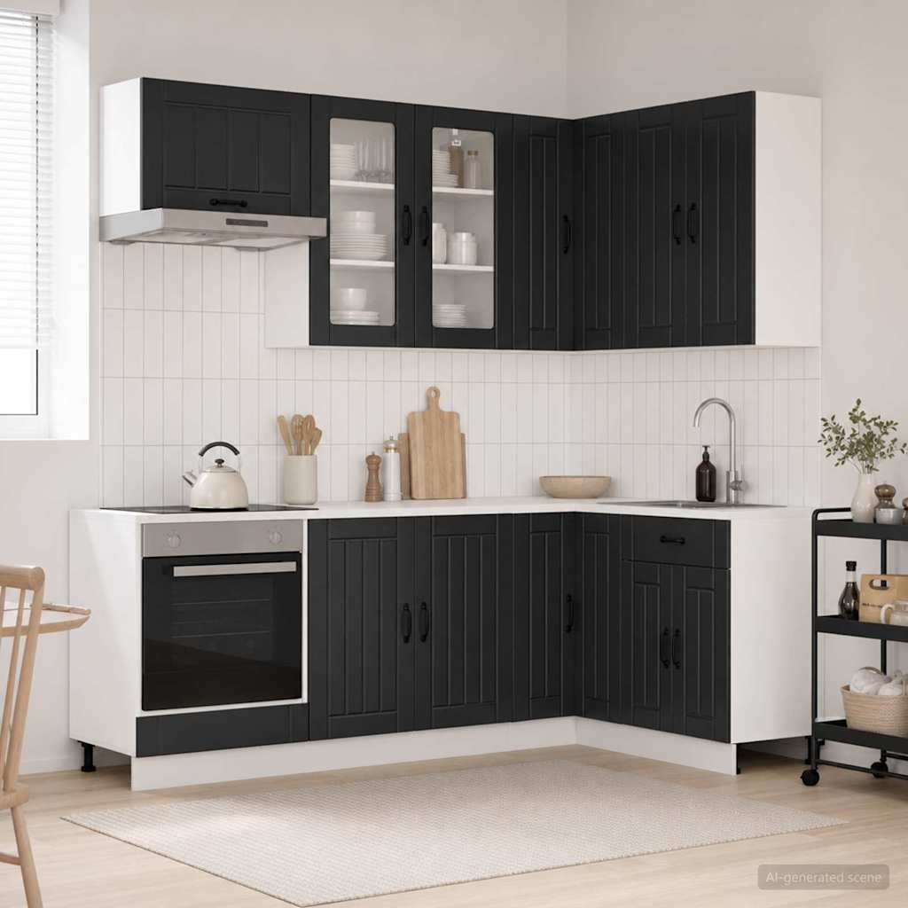 Keittiö Yksikkö LUCCA 8 pcs Musta Tekninen puu