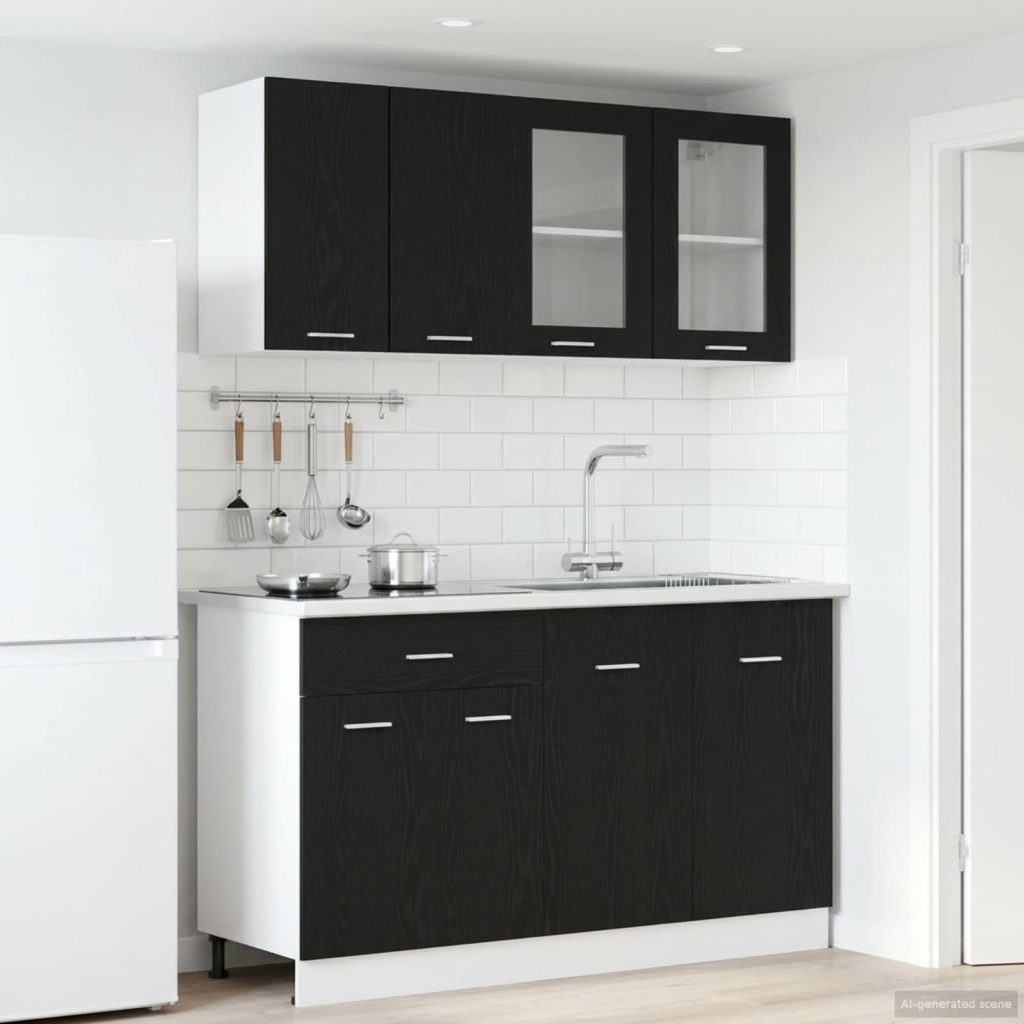 Keittiö Yksikkö Lyon 4 pcs Musta tammi Tekninen puu