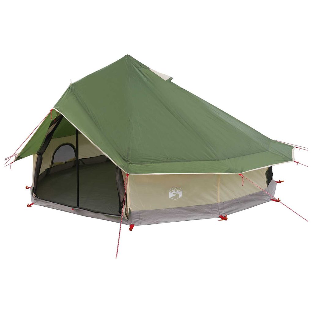 Tipi-teltta Vihreä 700 x 700 x 395 cm Polyesteri ja teräs