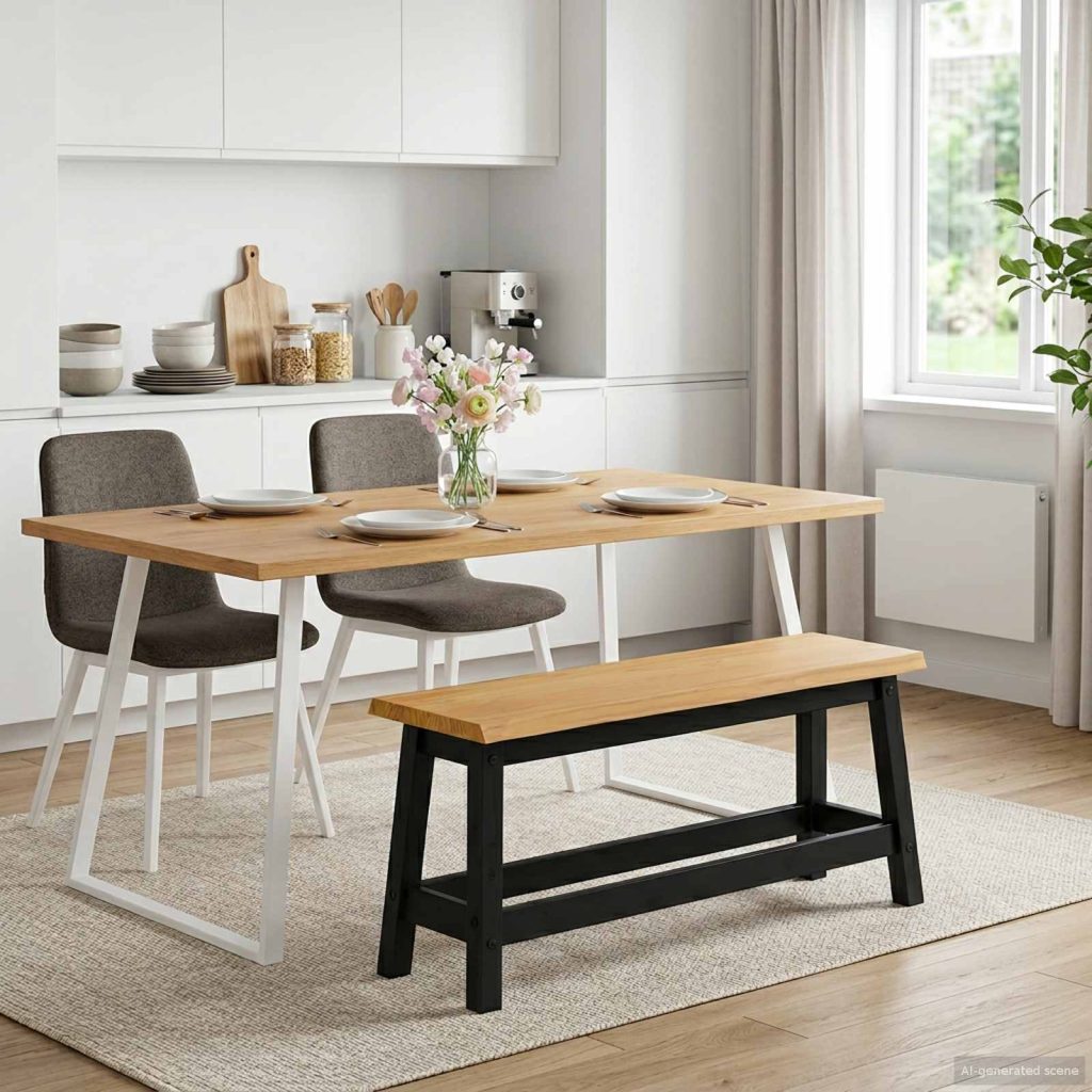 Ruokapenkki EKAI Musta 91,5 x 29 x 45,5 cm Täysi mänty