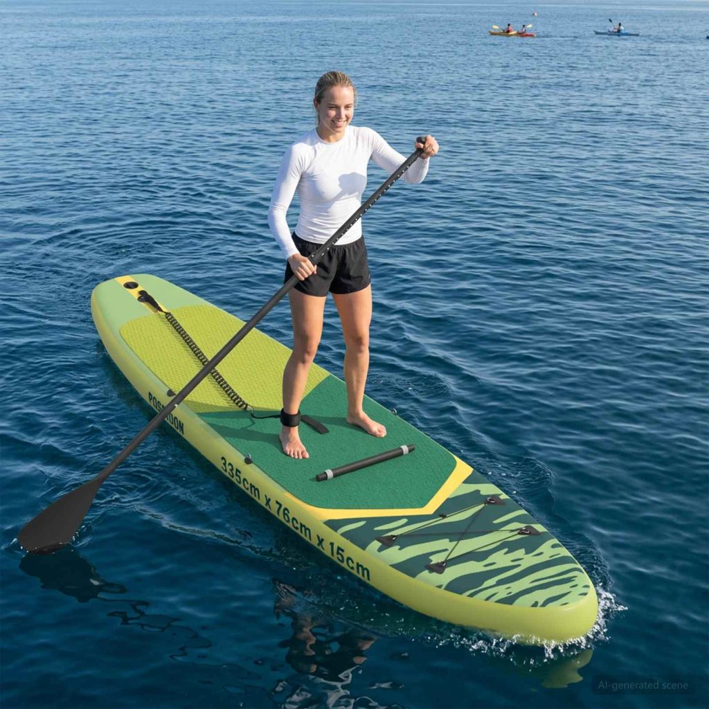 SUP-levy penkillä 2-in-1 POSEIDON 335 x 76 x 15 cm Vihreä