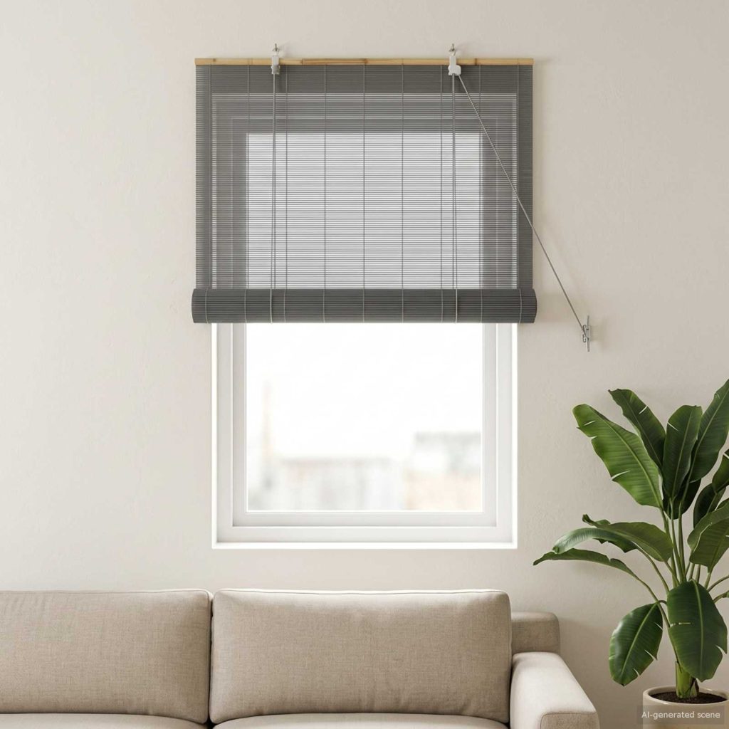 Rullaverho Harmaa 40 x 160 cm Bambu