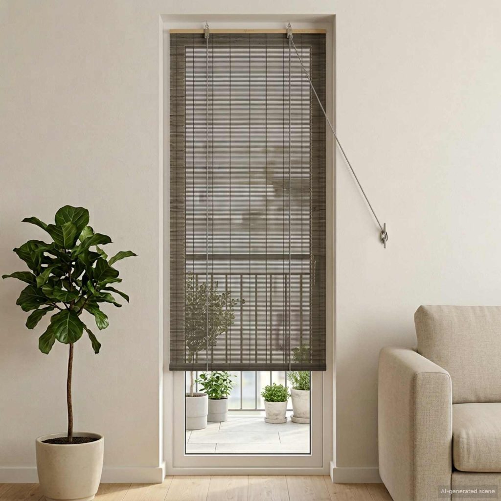 Rullaverho Harmaa 60 x 220 cm Bambu