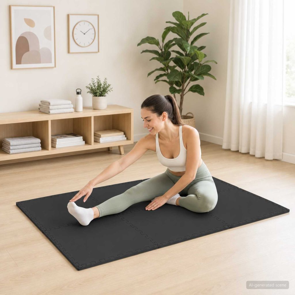 Lattiamatot 12 pcs Musta 4,32 m² EVA-vaahtoa