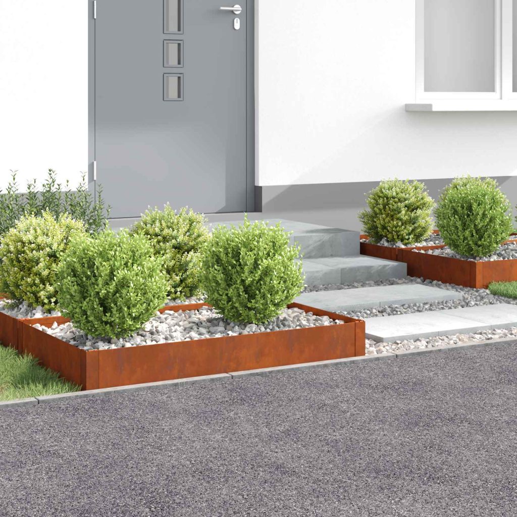 Nurmireunus 4 pcs 100 x 60 x 20 cm Teräs Ruosteinen