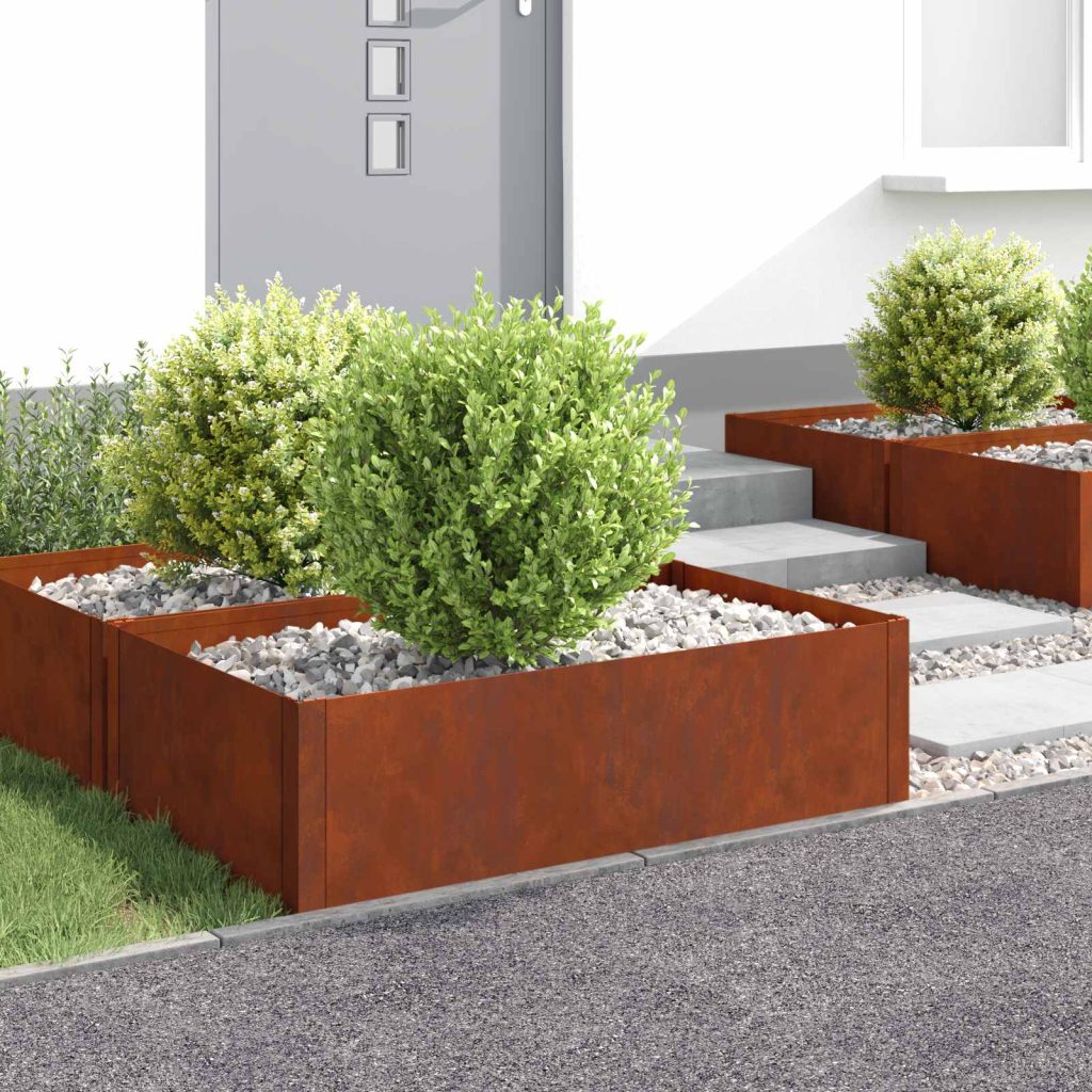 Nurmireunus 4 pcs 100 x 60 x 35 cm Teräs Ruosteinen