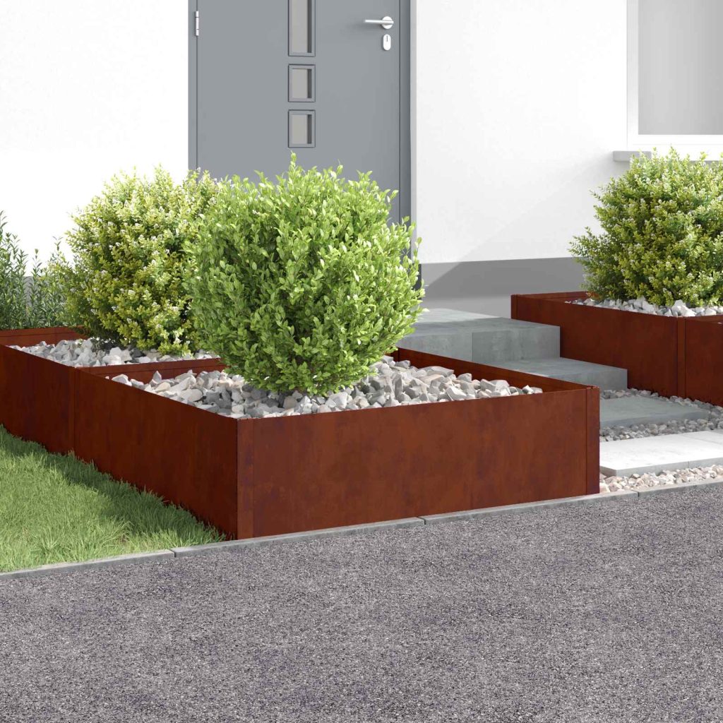 Nurmireunus 4 pcs 100 x 100 x 35 cm Teräs Ruosteinen