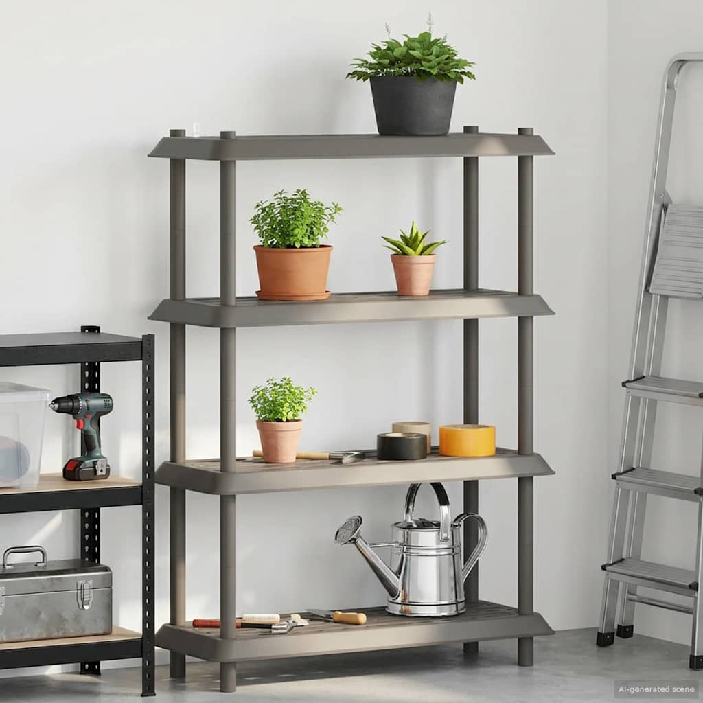 Hyllyyksikkö 4 tasoa 100 x 40 x 136,5 cm PP Vaaleanharmaa