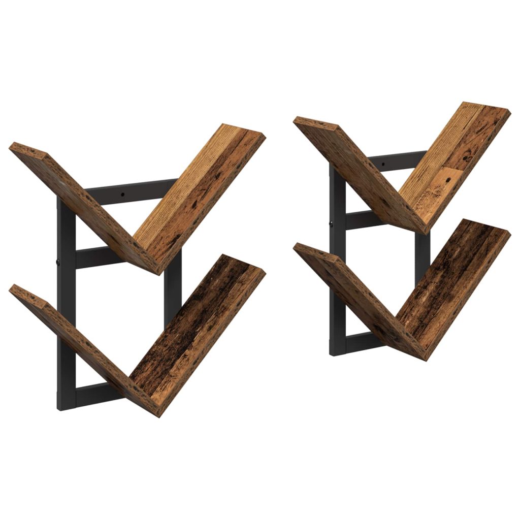 Seinälle Kiinnitettävä Hylly 2 pcs Vanha puu 43 x 15 x 47 cm