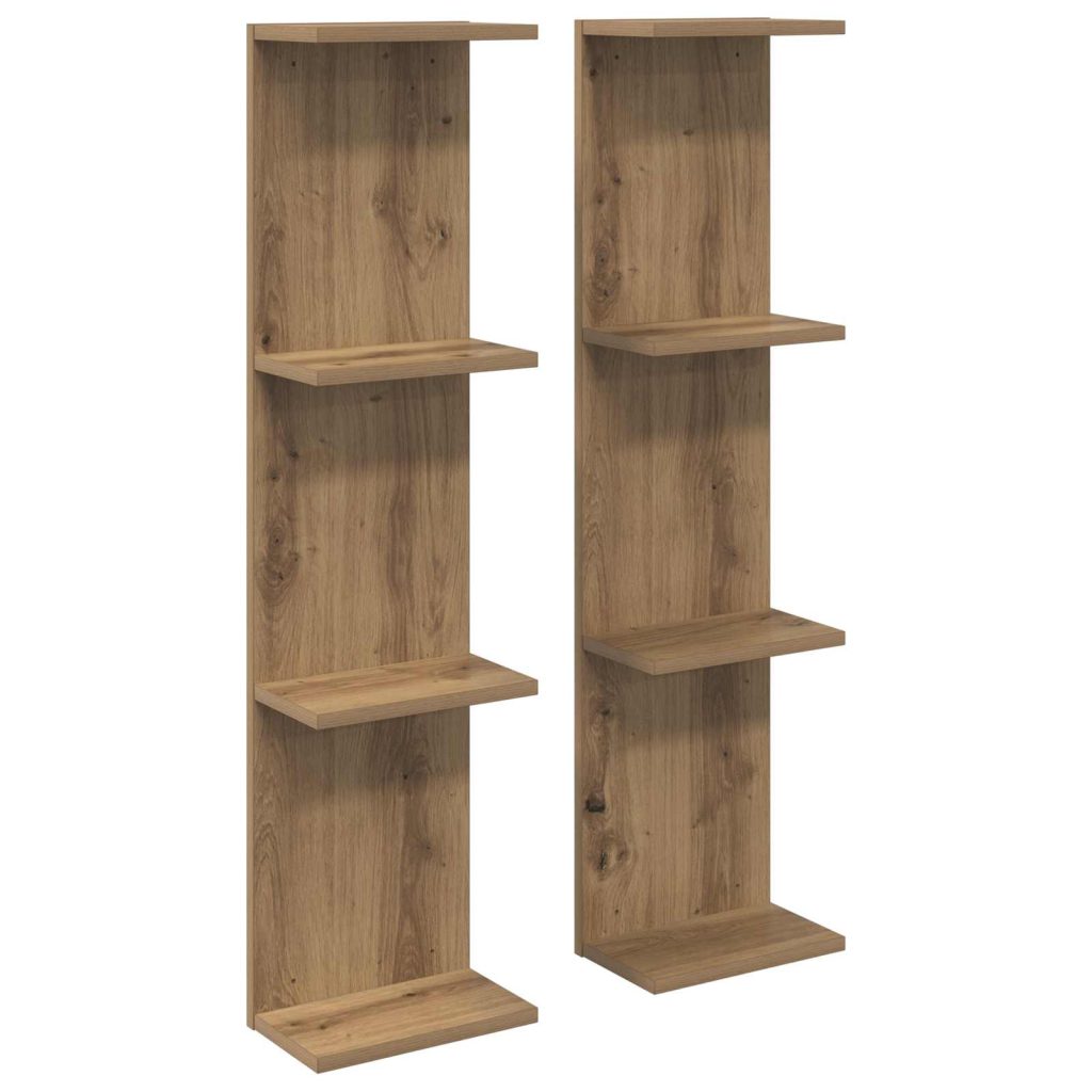 Seinähylly 2 pcs Artisaanitammi 25 x 15 x 100 cm Tekninen puu