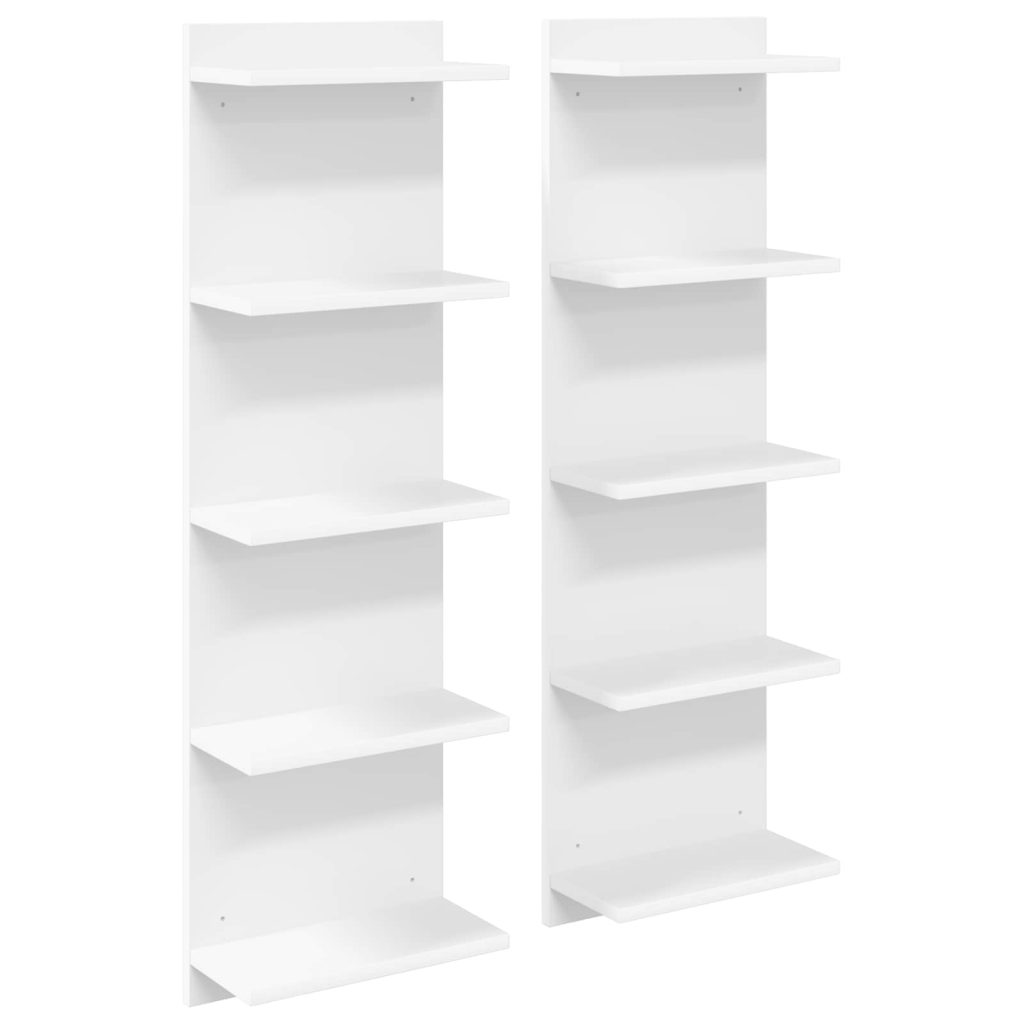 Seinähylly 2 pcs valkoinen 30 x 15 x 100 cm Tekninen puu
