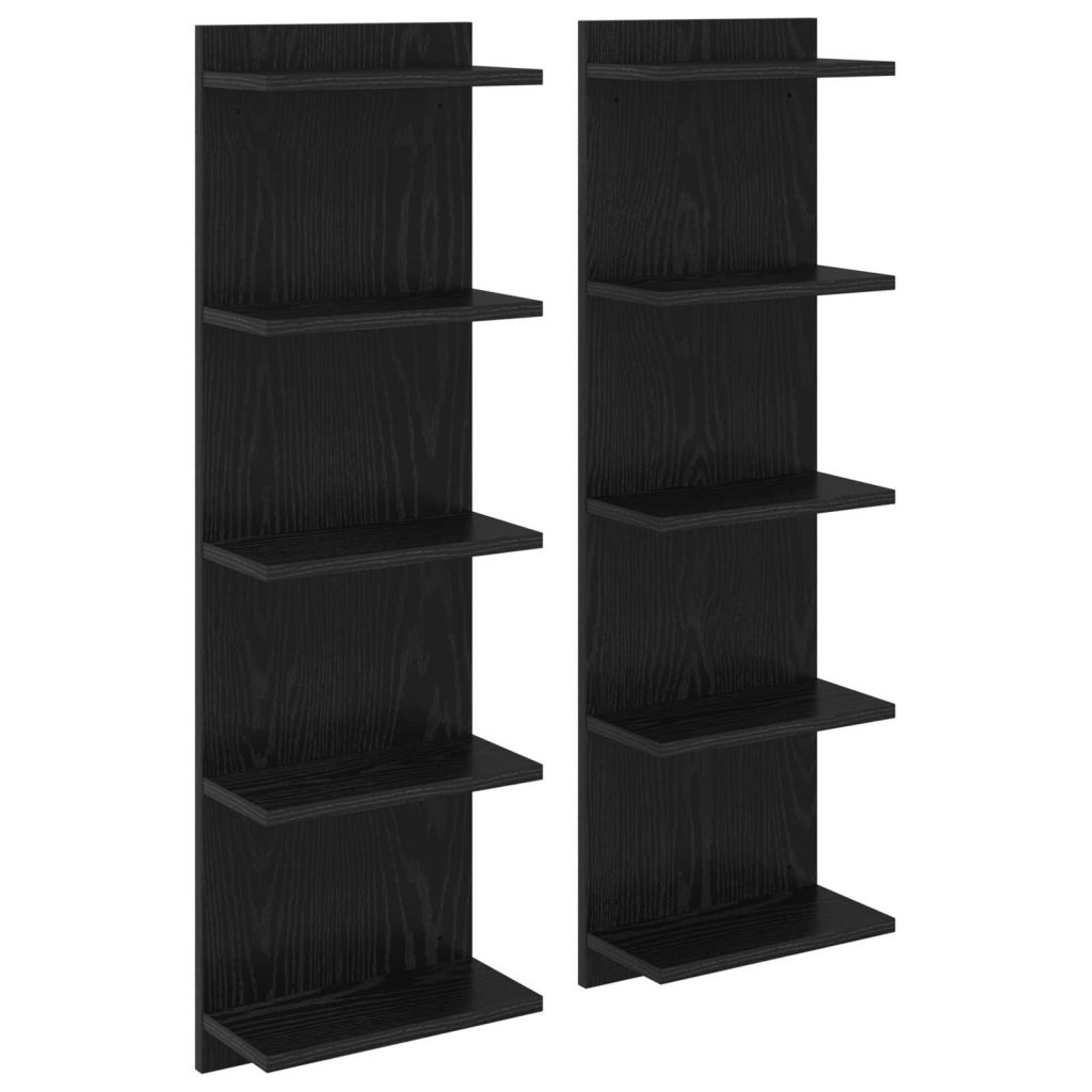 Seinähylly 2 pcs Musta tammi 30 x 15 x 100 cm Tekninen puu