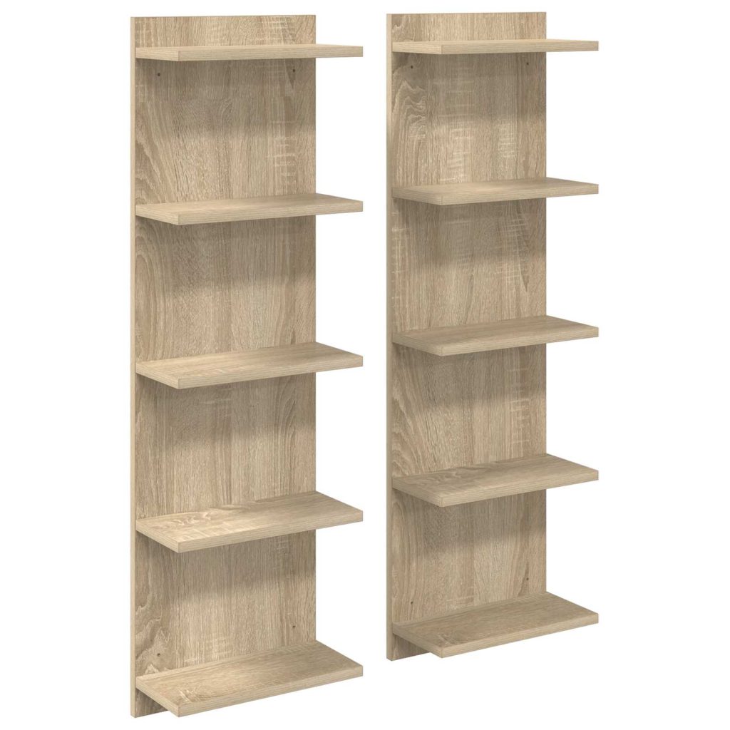Seinähylly 2 pcs Sonoma-tammi 30 x 15 x 100 cm Tekninen puu