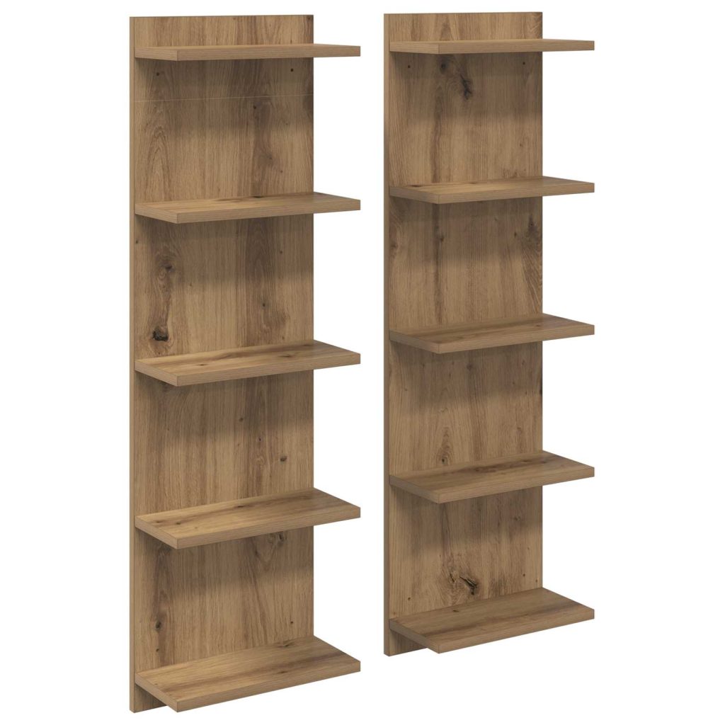 Seinähylly 2 pcs Artisaanitammi 30 x 15 x 100 cm Tekninen puu