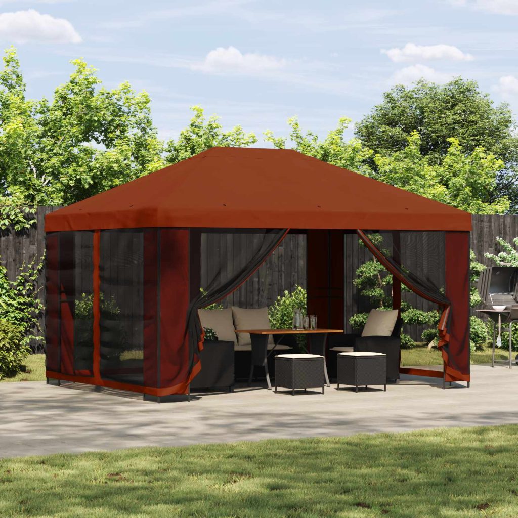 Paviljonki sivuseinillä 4 × 3 m Terrakotta Polyesteri ja teräs
