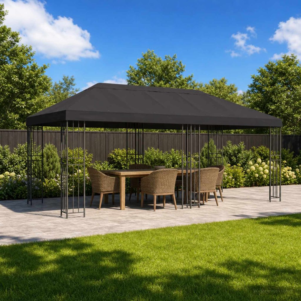 Gazebo-suojakansi 6 x 3 m Antrasiitti Polyesteri 190