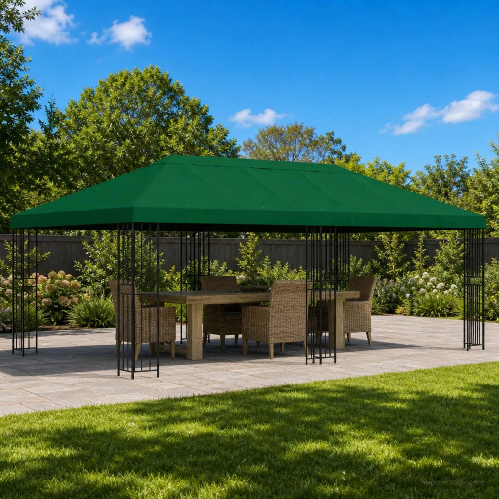Gazebo-suojakansi 6 x 3 m Vihreä Polyesteri 190