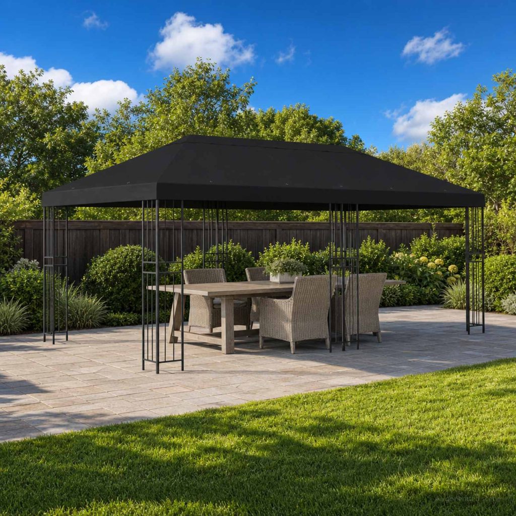 Gazebo-suojakansi 6 x 3 m Musta Polyesteri 190