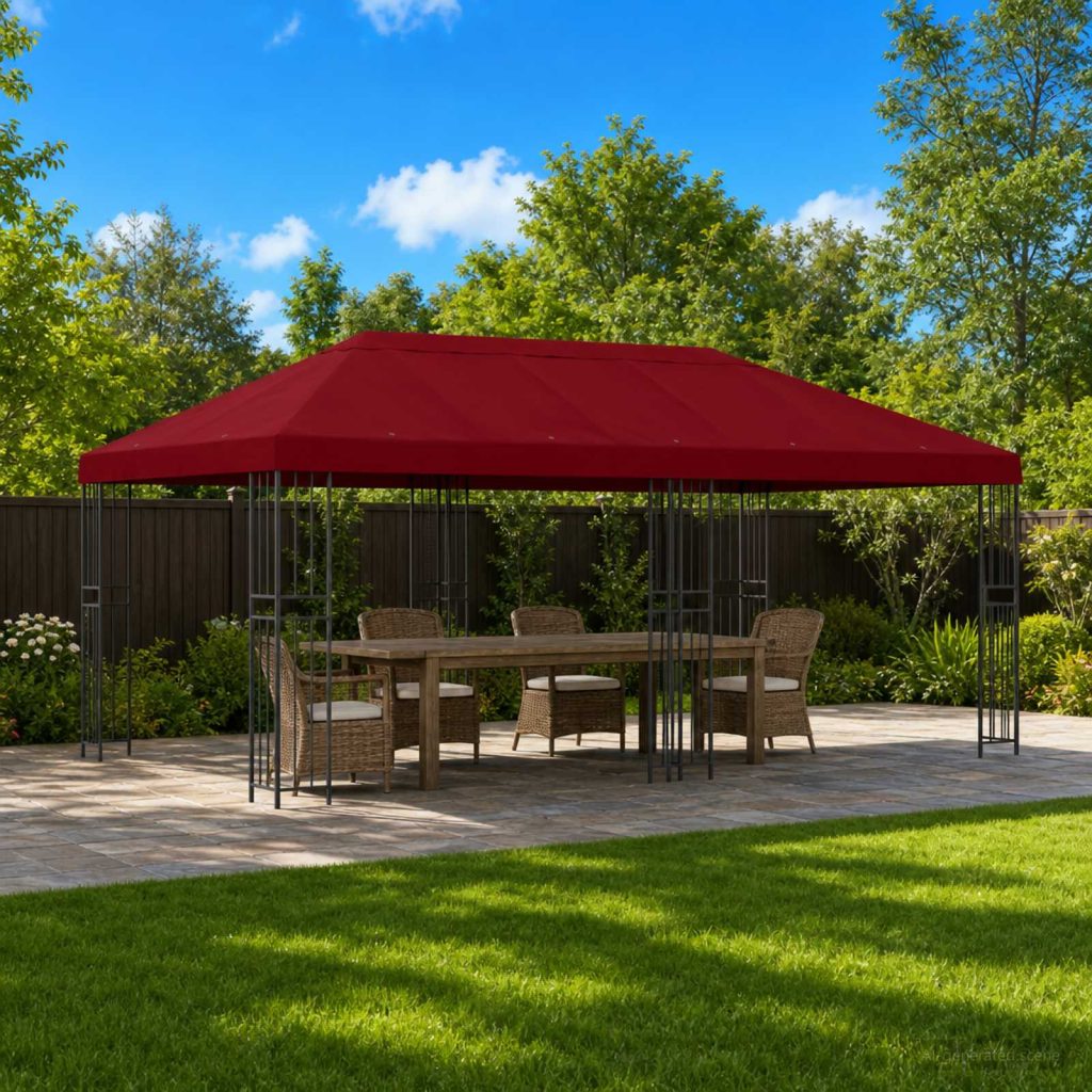 Gazebo-suojakansi 6 x 3 m Burgundi Polyesteri 190