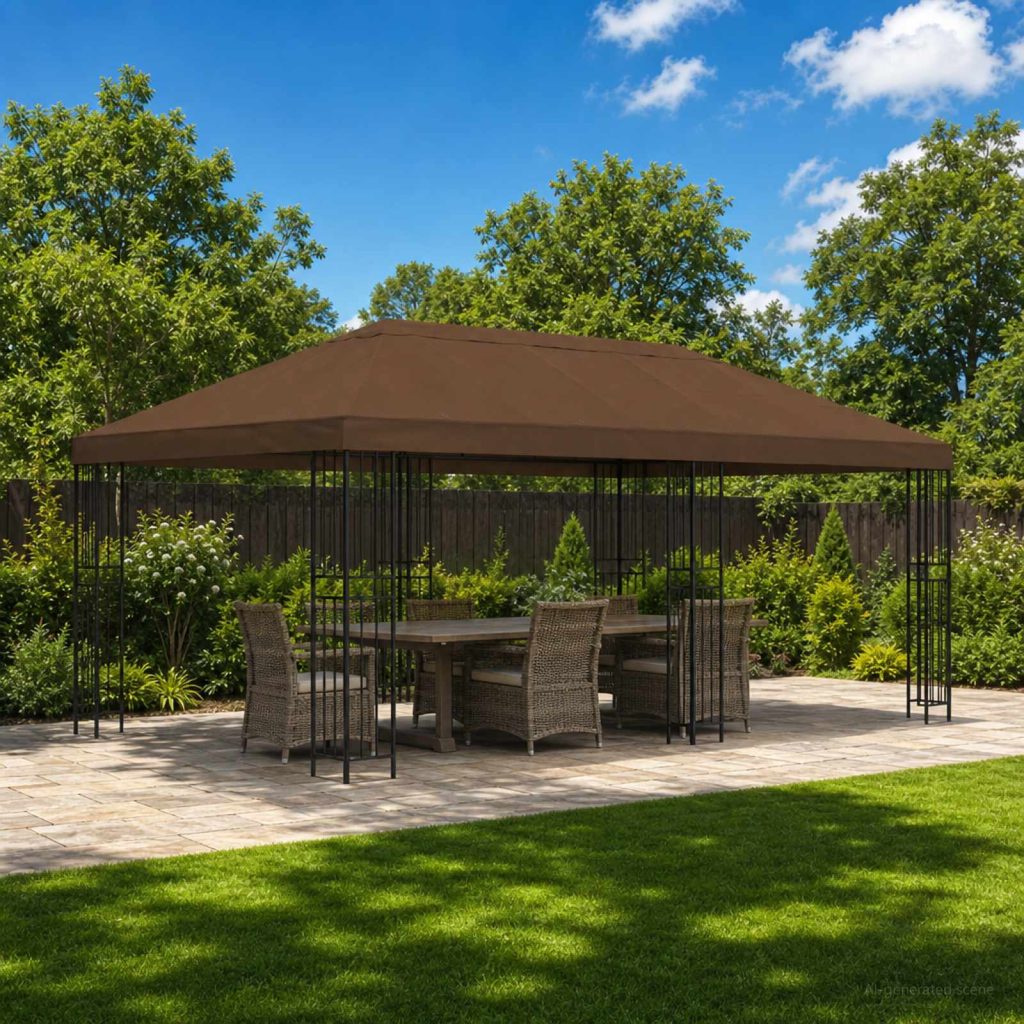 Gazebo-suojakansi 6 x 3 m Ruskea Polyesteri 190
