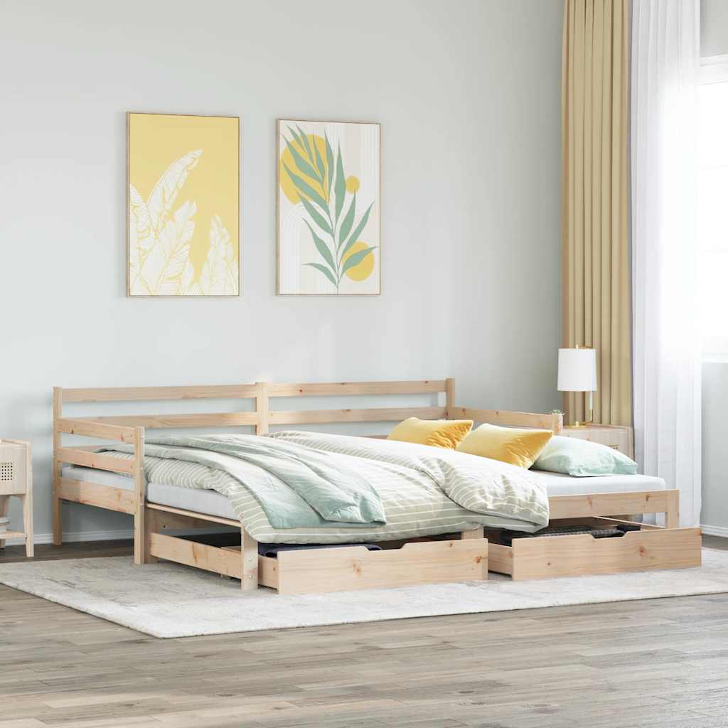 Vuodesohva laatikoilla 90x200 cm täysi mänty