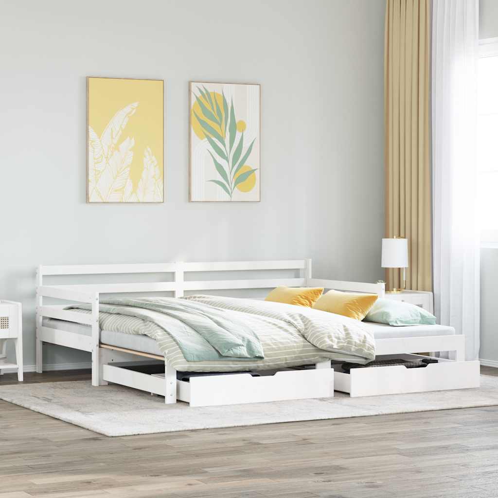 Vuodesohva laatikoilla valkoinen 90x200 cm täysi mänty
