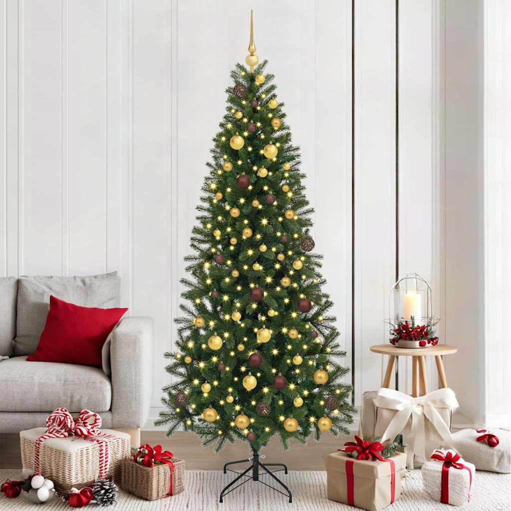 Tekojoulukuusi 300 LED-valoilla Vihreä 210 cm PE ja PVC