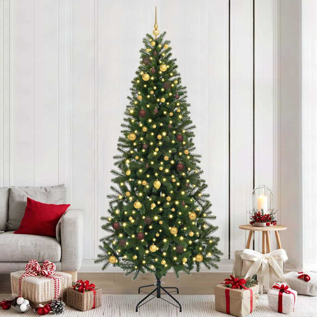 Tekojoulukuusi 300 LED-valoilla Vihreä 240 cm PE ja PVC
