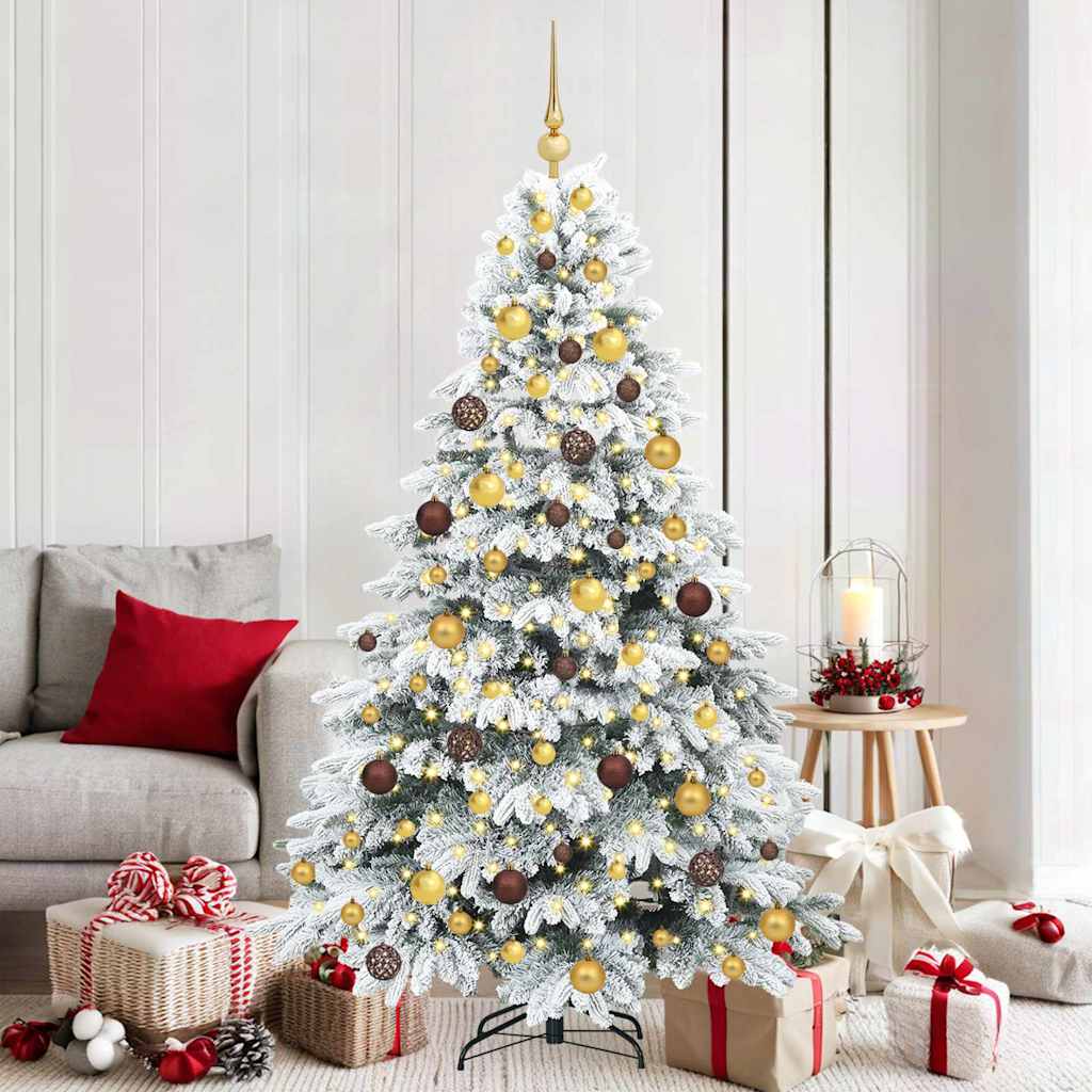 Tekojoulukuusi 300 LED-valoilla Valkoinen 180 cm PE ja PVC