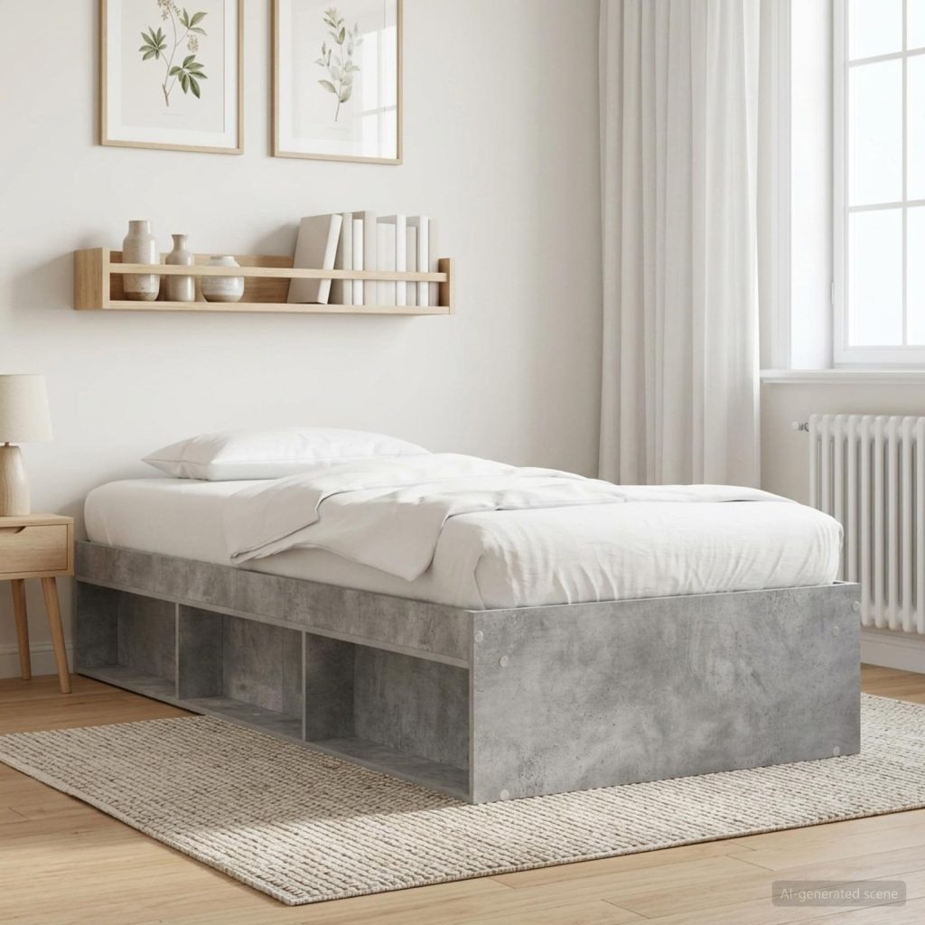Sänkykehys varastolla Betoninharmaa 80 x 200 cm Tekninen puu