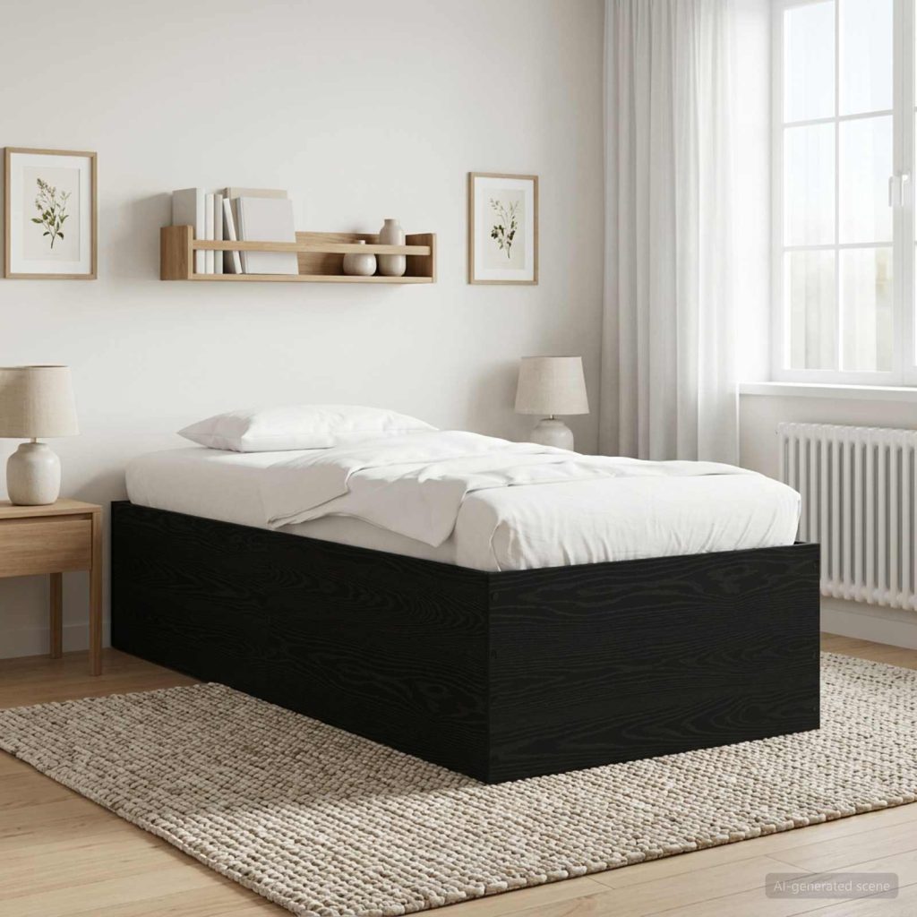 Lattiasängyn runko Musta tammi 80 x 200 cm Tekninen puu