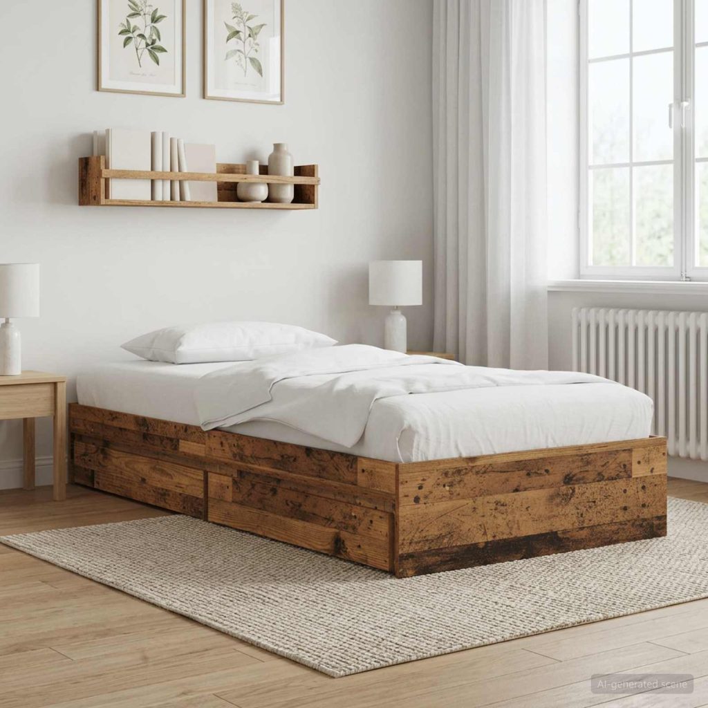 Sänkykehys varastolla Vanha puu 80 x 200 cm Tekninen puu