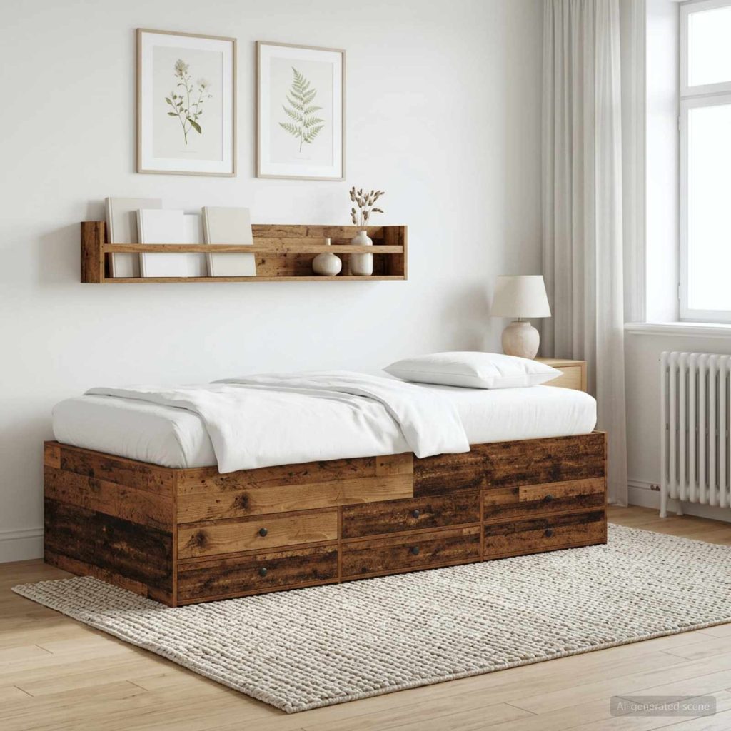 Sänkykehys varastolla Vanha puu 80 x 200 cm Tekninen puu
