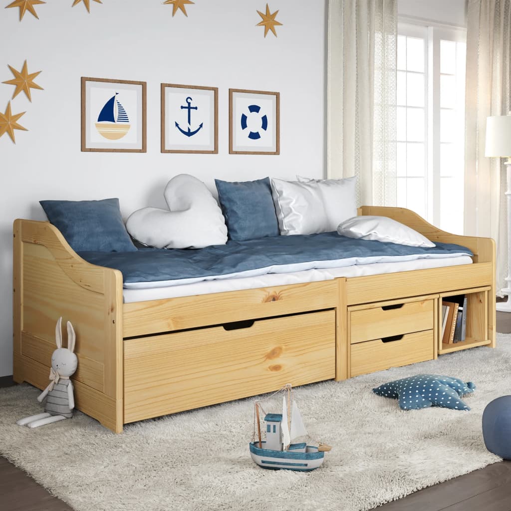 Sohvasänky 3 laatikolla 90x200 cm täysi mänty IRUN