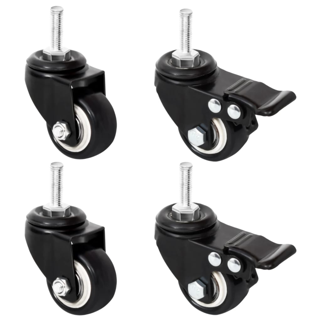 Istutuslaatikon pyörät 4 kpl musta 8x3,5x8 cm rauta