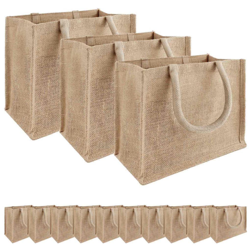 Juutti käsilaukut 50 pcs Luonnollinen 26 x 22 x 14 cm