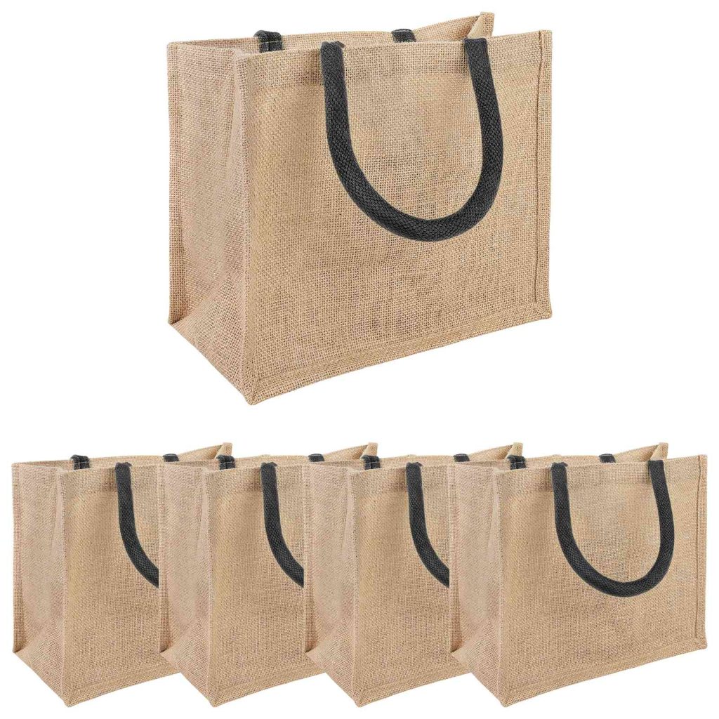 Juutti käsilaukut 5 pcs Luonnollinen ja musta 26 x 22 x 14 cm