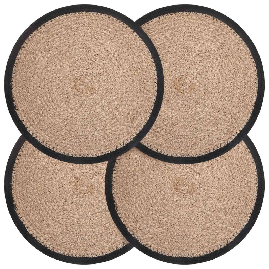 Juutti Lautaset 4 pcs Luonnollinen ja musta Ø 30 cm