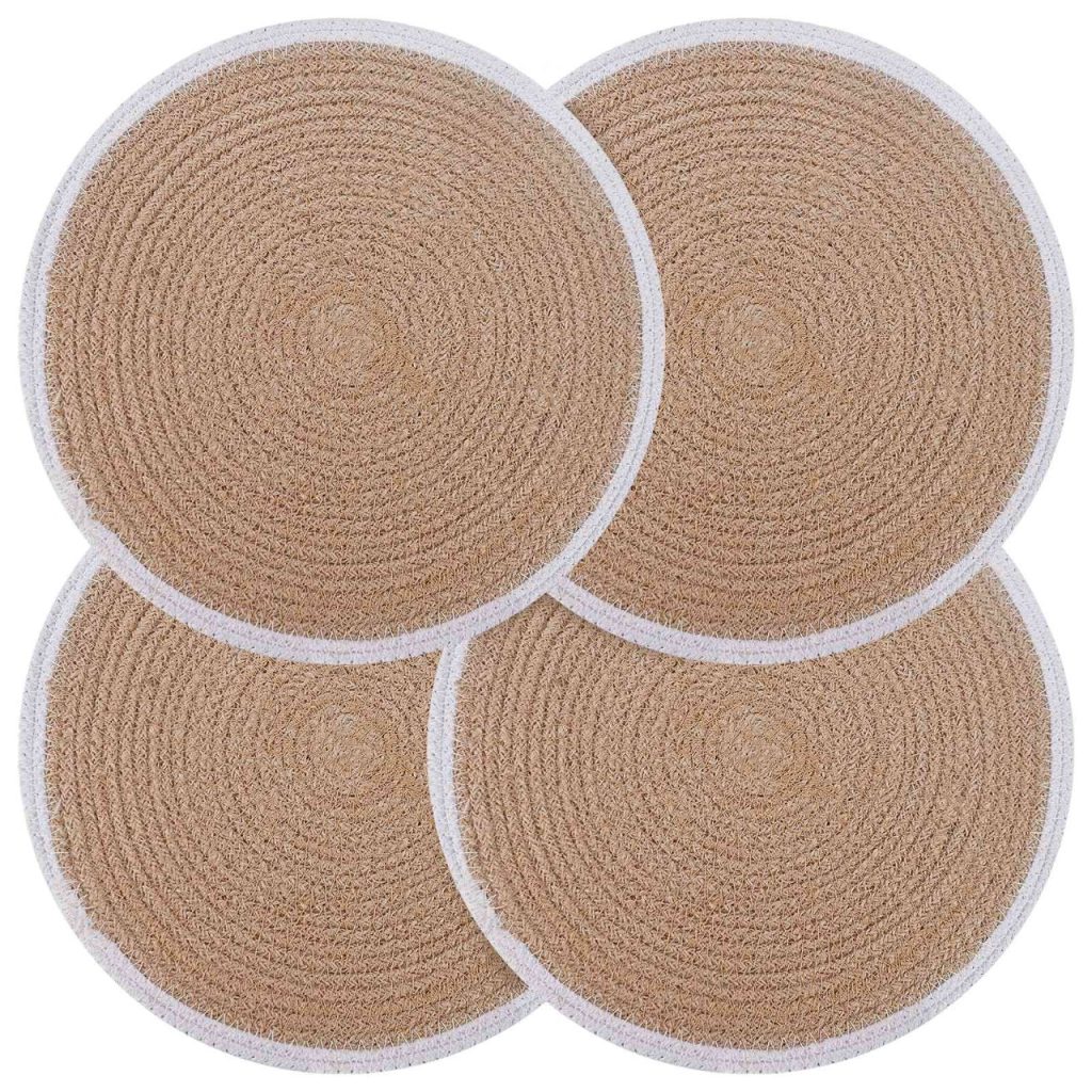 Juutti Lautaset 4 pcs Luonnollinen ja valkoinen Ø 30 cm