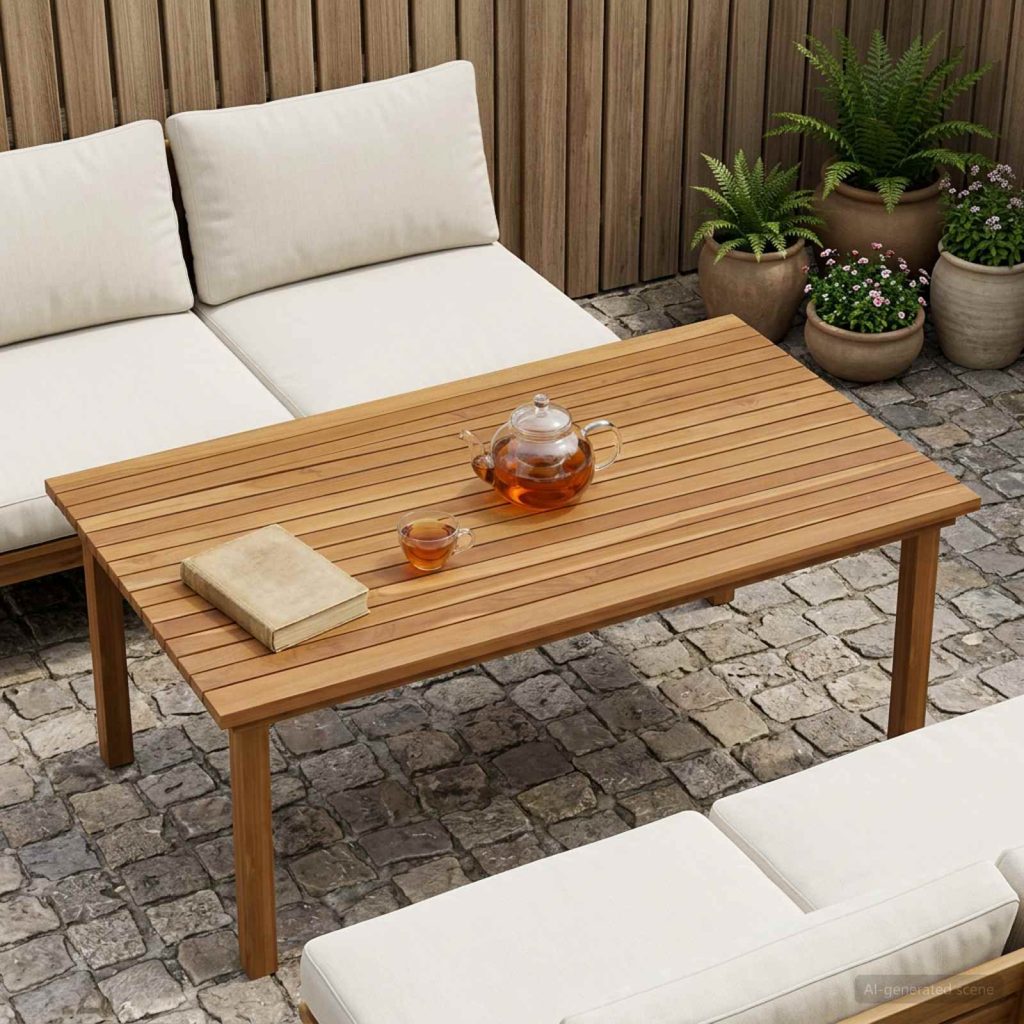 Pöytälevy 110 x 55 x 3,5 cm Suorakaide Tiikkipuu Luonnollinen