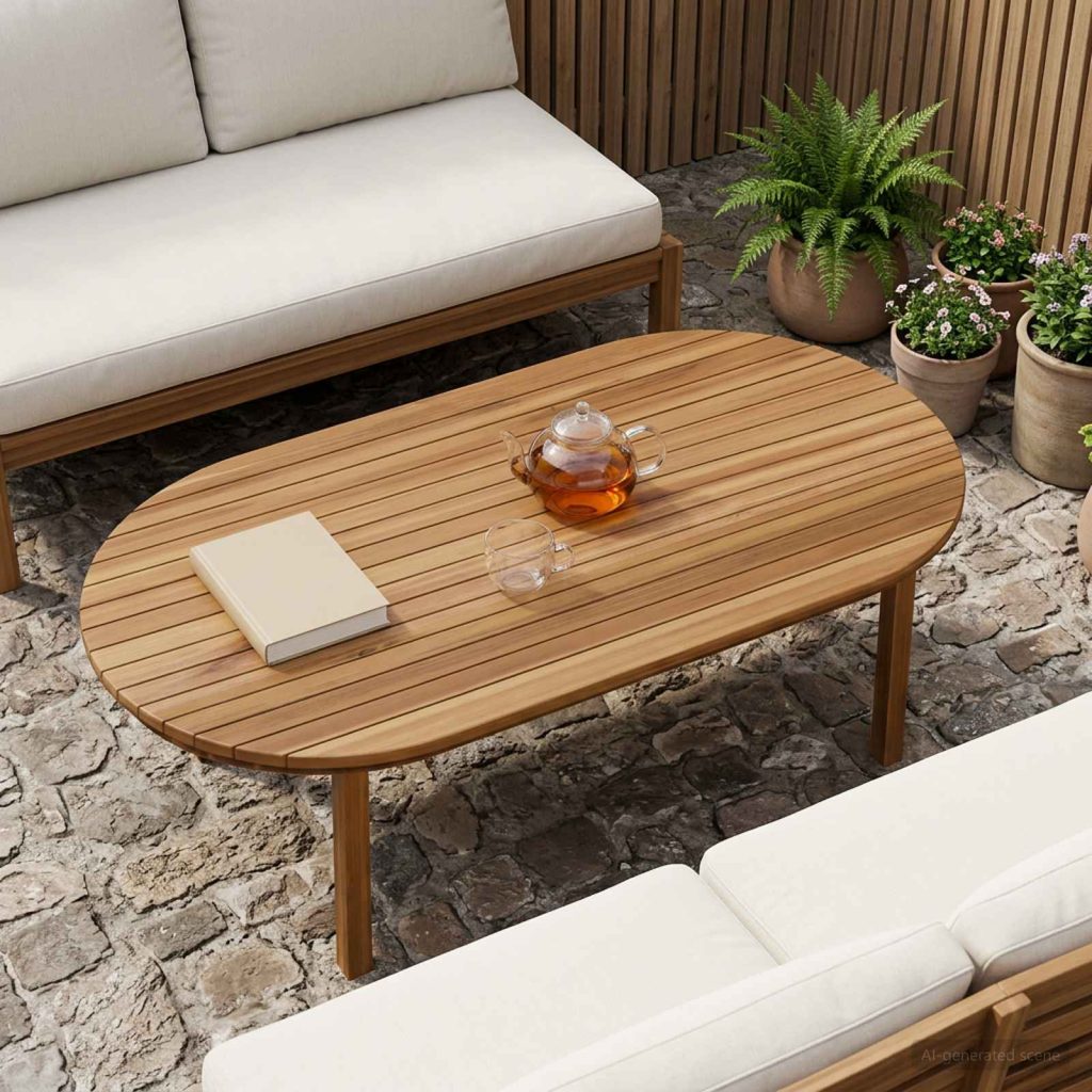 Pöytälevy 110 x 55 x 3,5 cm Ovaali Tiikkipuu Luonnollinen