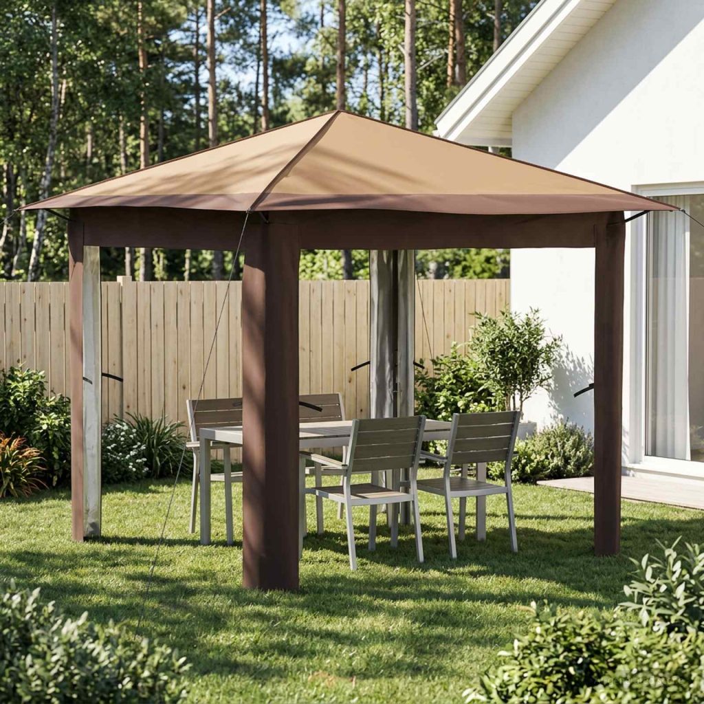 Gazebo Ilman Sivuseinää 2,6 x 2,6 m Beige ja Ruskea