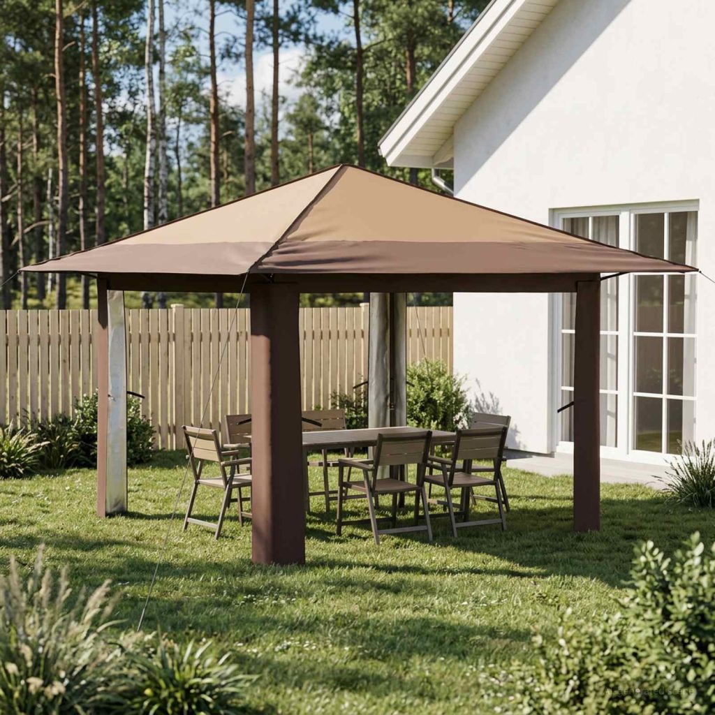 Gazebo Ilman Sivuseinää Beige ja Ruskea
