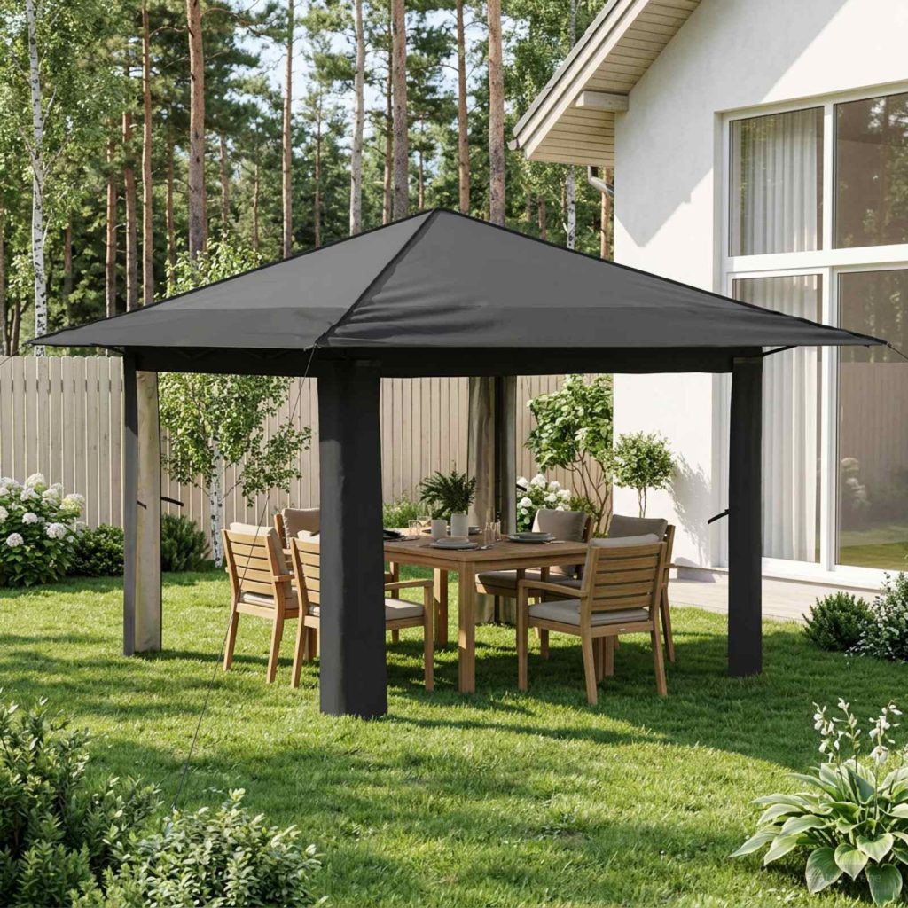 Gazebo Ilman Sivuseinää Vaaleanharmaa ja antrasiitti