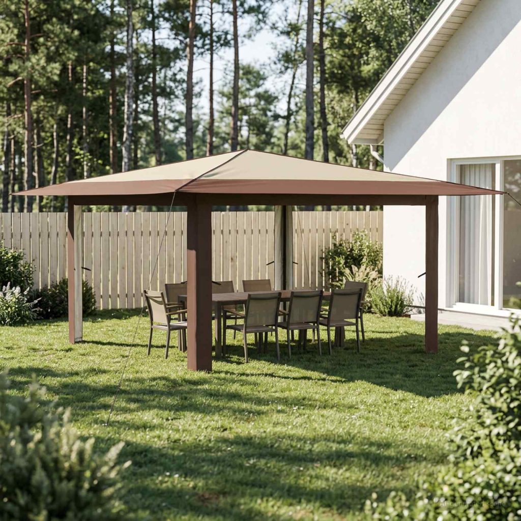 Gazebo ilman seinää 4 x 4 m Kerma ja ruskea