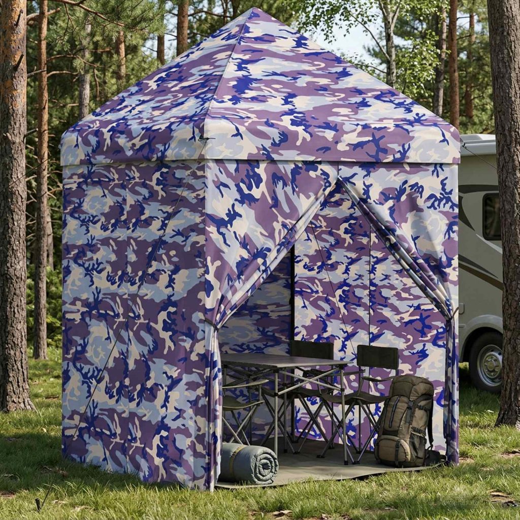 Pikagazebo 4 sivuseinällä 2,9 x 2,9 m Sininen camo