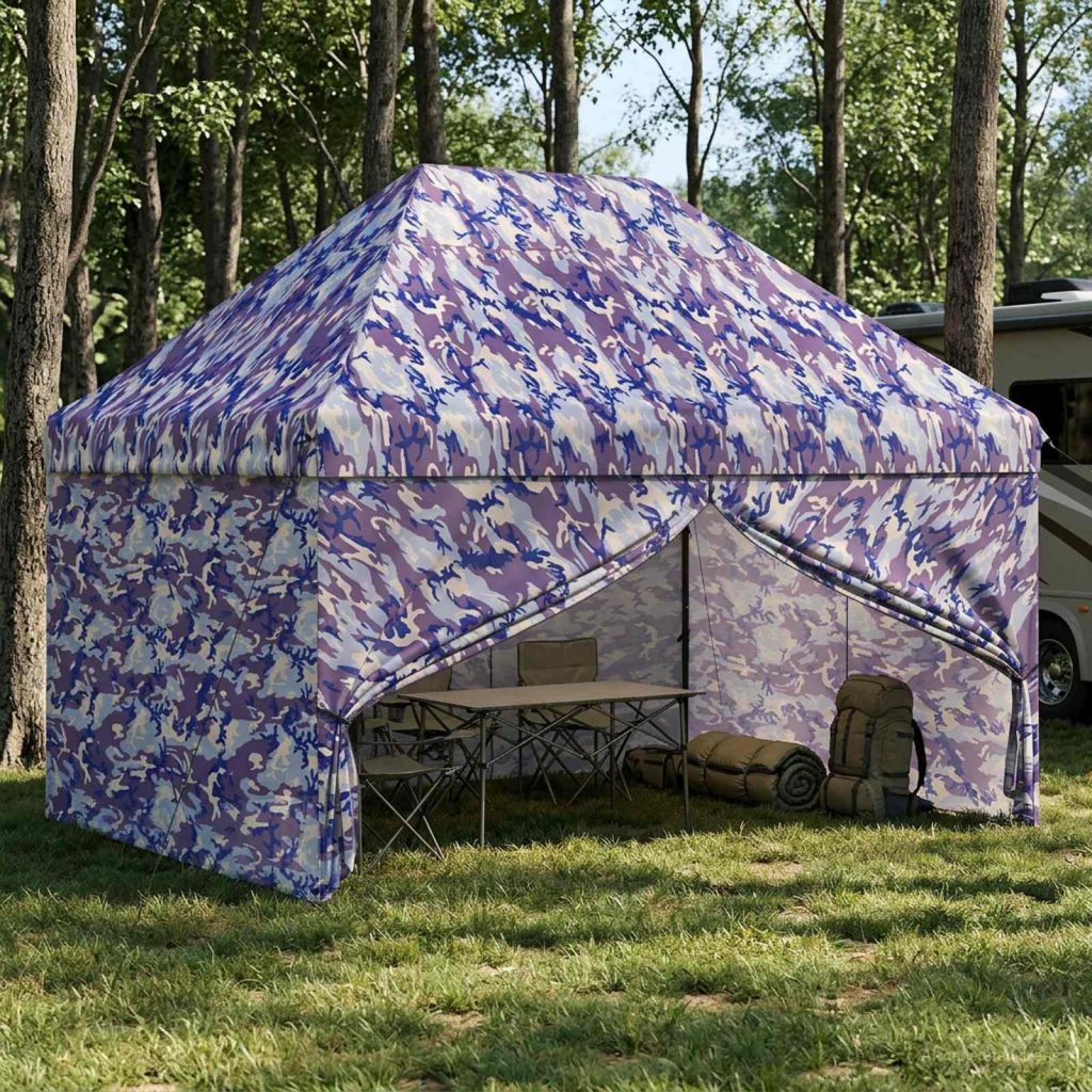 Pikagazebo 4 sivuseinällä 2,95 x 4,1 m Sininen camo
