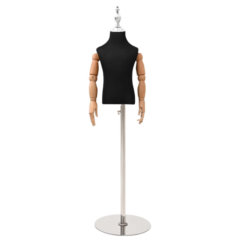 Säädettävä 120-157 cm mannekiini jalustalla Unisex PP Musta